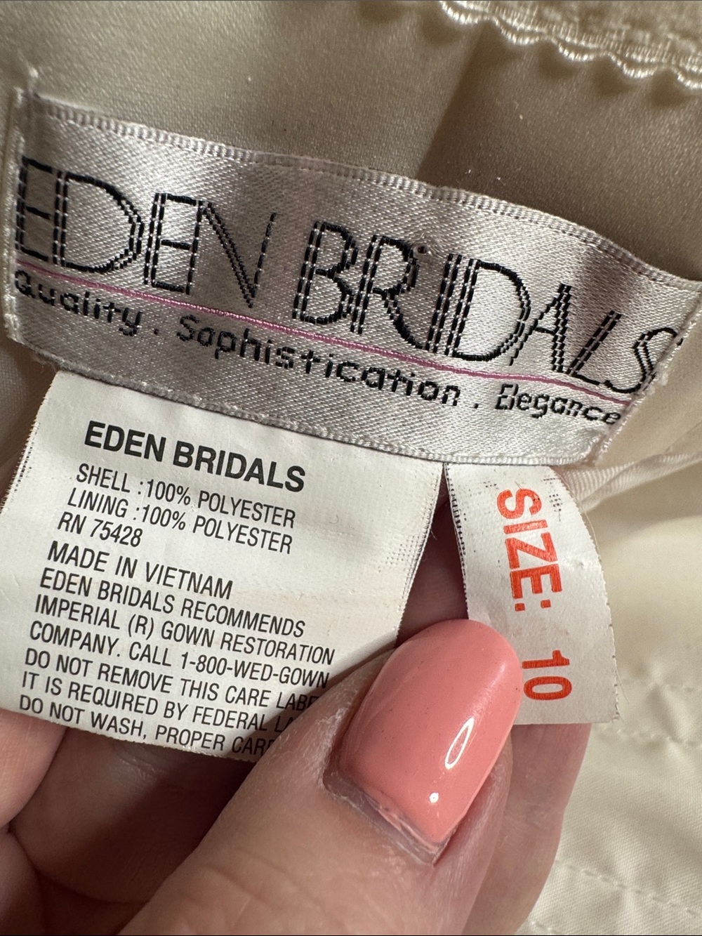 Eden Bridals Ivory Strapless Wedding Gown Size 10 Beaded Sweetheart Neckline - Picture 14 of 16